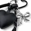 This black and brown heart-shaped keychain set is a fashionable and simple pendant suitable for both men and women Application Scenario